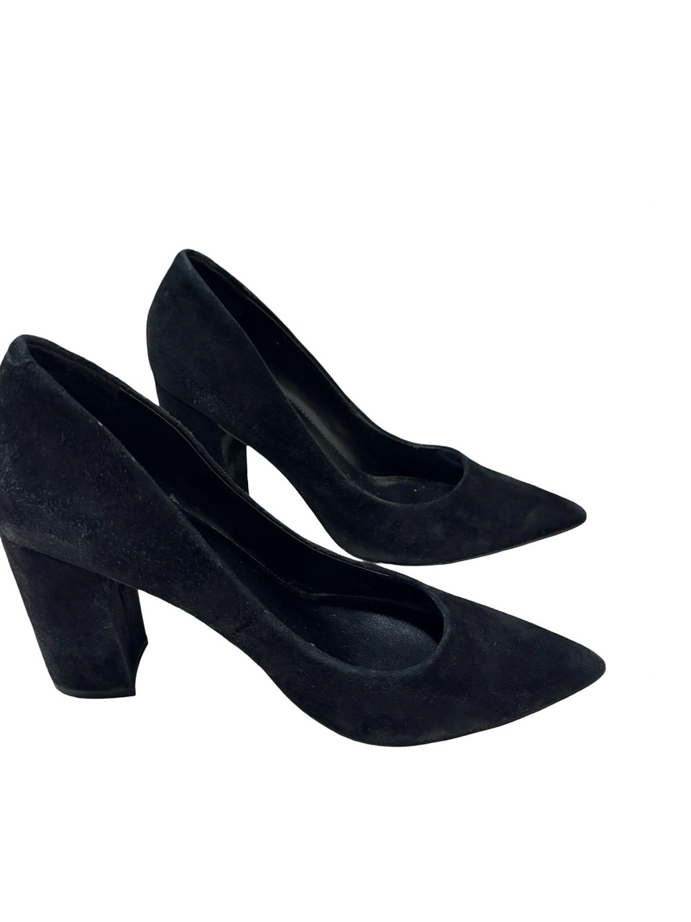 Marc Fisher Black Suede Pointed Toe Block Heel Pumps Size 8.5